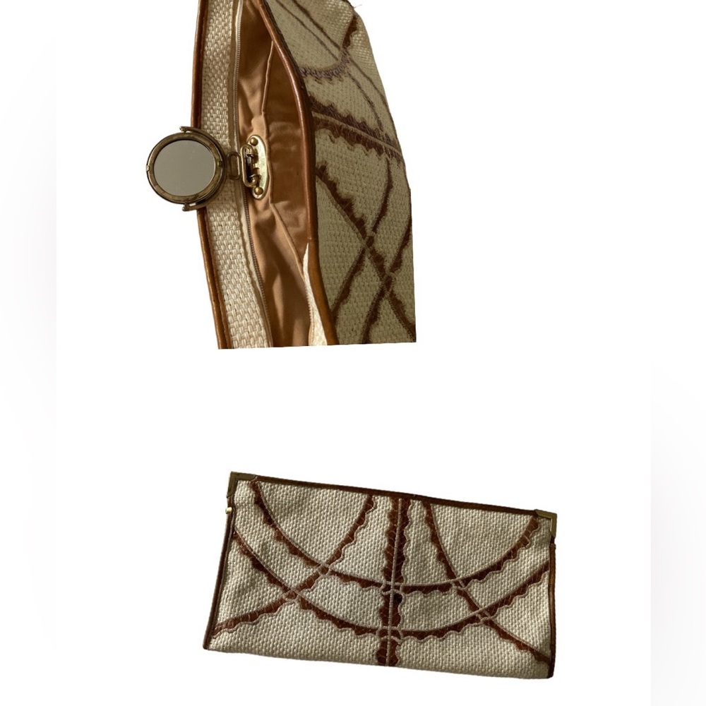 Vintage Ami Oversized Clutch With Built In Double Mirror
